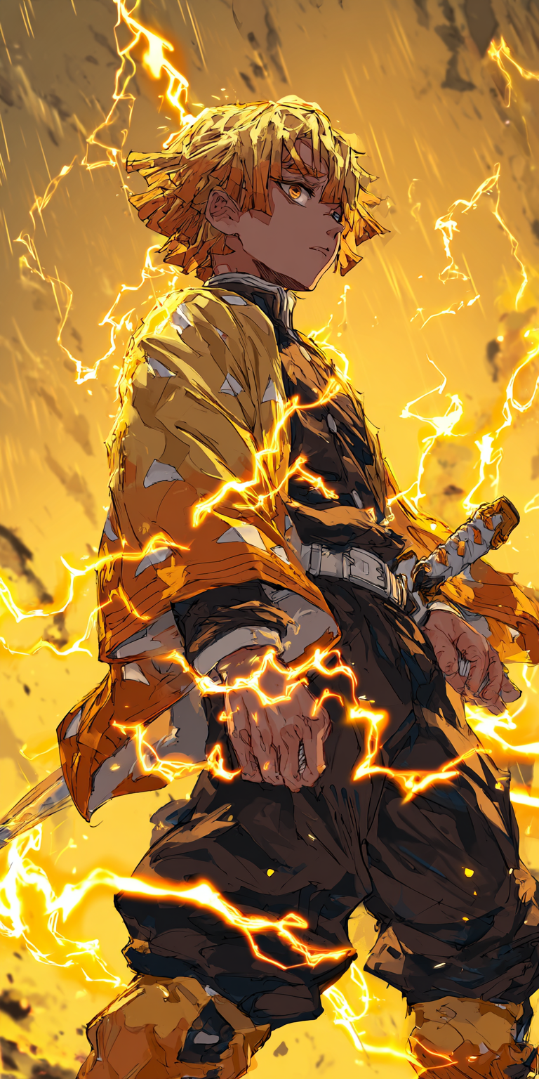 Tanjiro Kamado Lightning Anime Wallpaper
