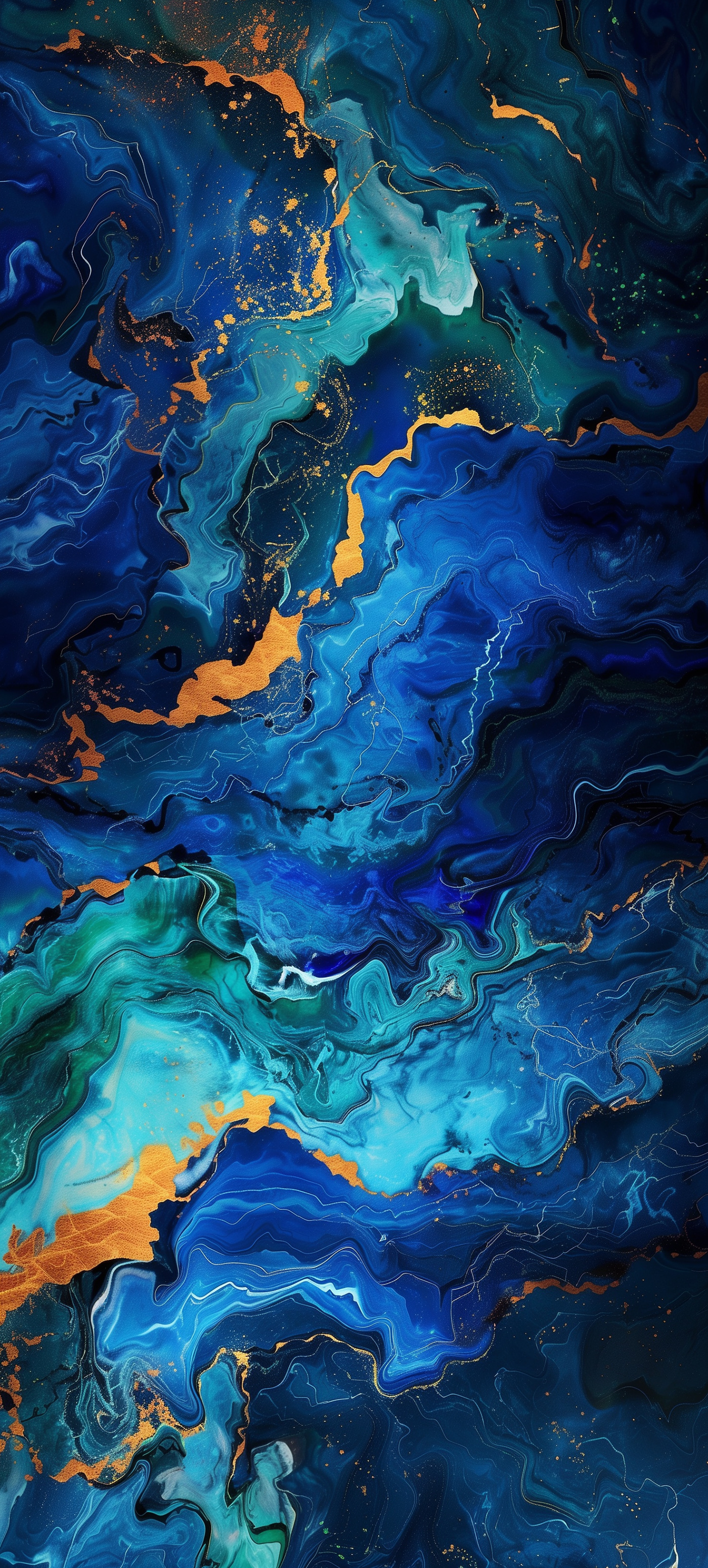 Abstract Blue Gold Marble Wallpaper