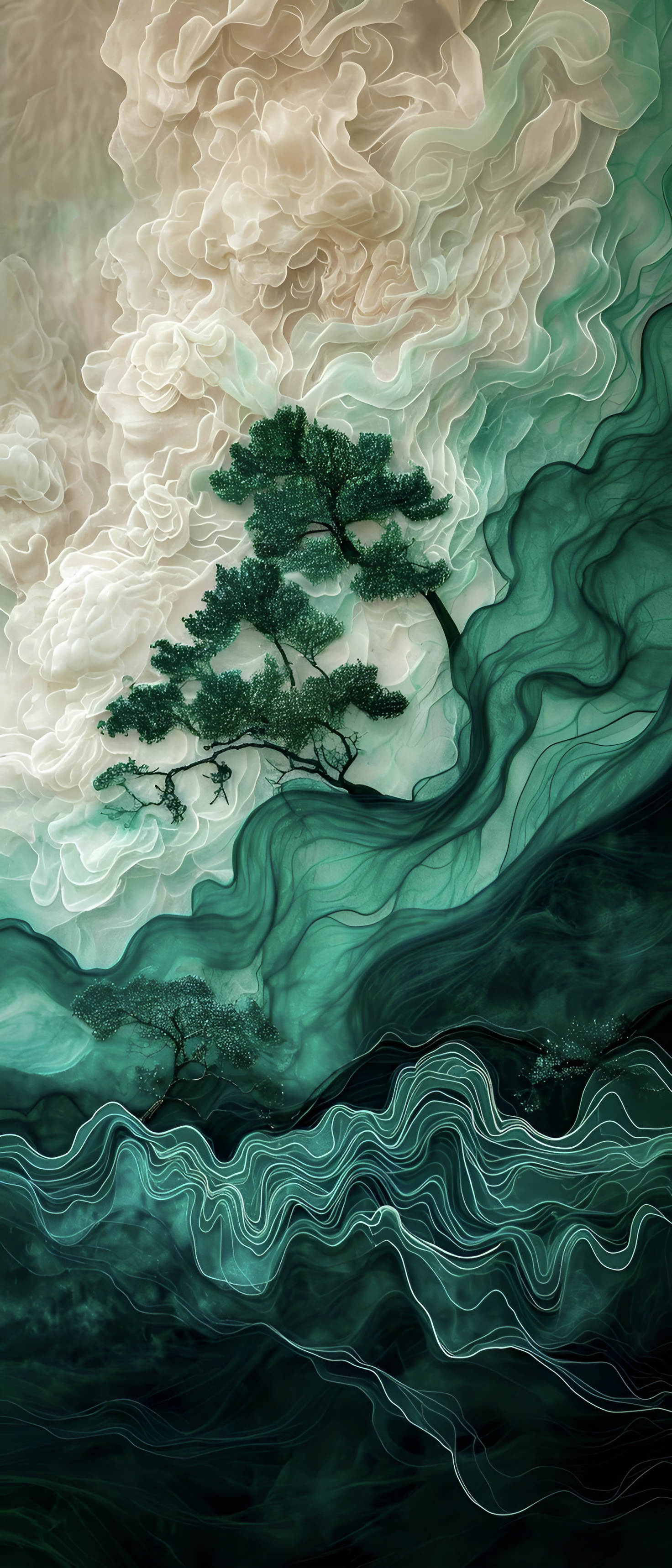 Abstract Teal Landscape Wallpaper